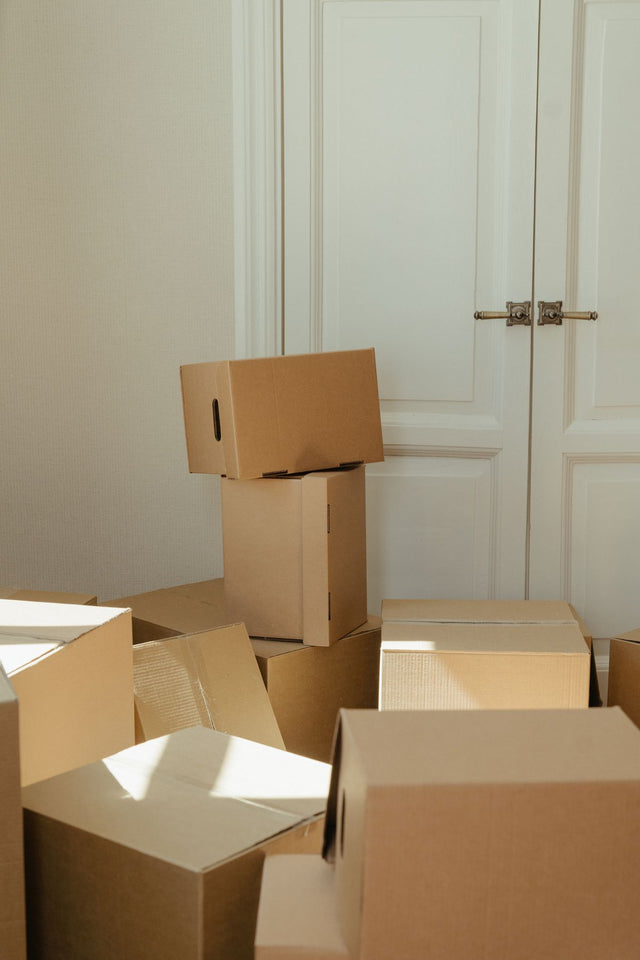 A stack of medium moving boxes