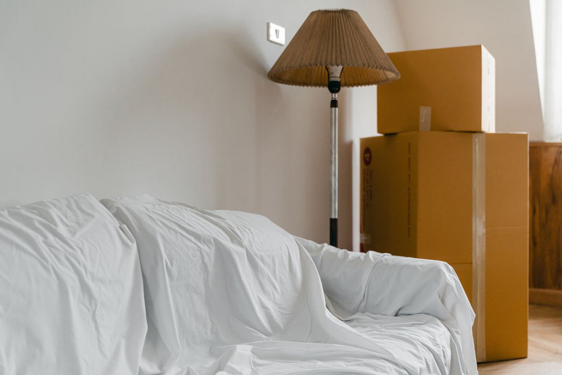 Furniture protected and packed boxes ready to move